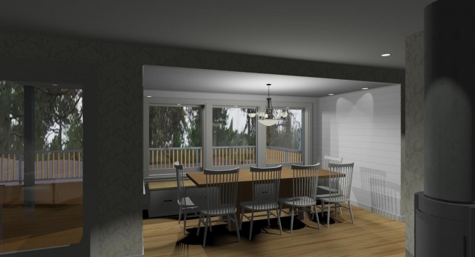 3D-version av hur matplatsen kan komma att se ut med ett 240cm långt bord.